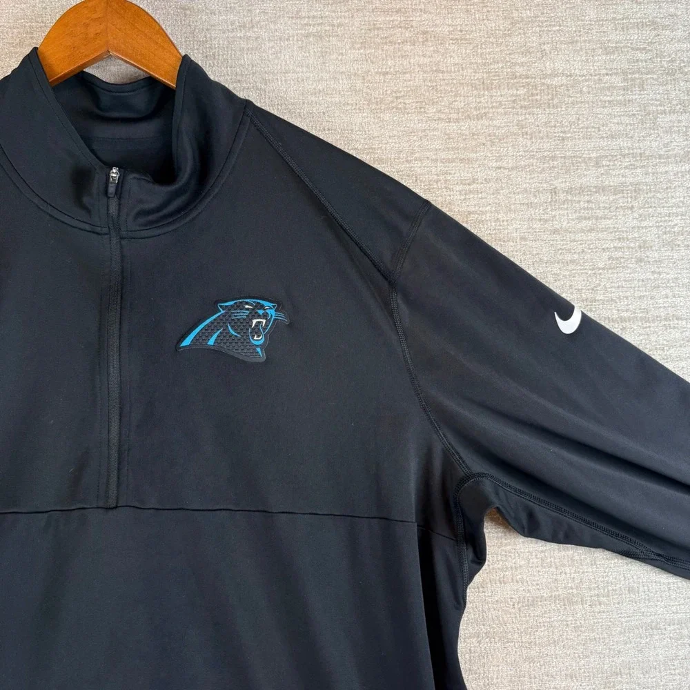 Nike Carolina Panthers NFL 1/2 Zip Pullover Men Black Performance Top XL Dri-Fit